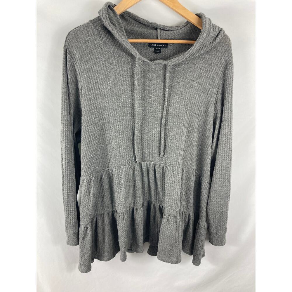 Lane Bryant Waffle Knit Tiered Hooded Sweater Size 18/20